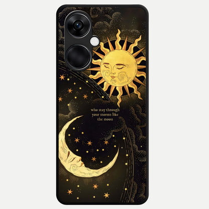  Golden Lunar Love Glass Case For Oneplus Nord CE3 back cover – full design glossy printed glass finish