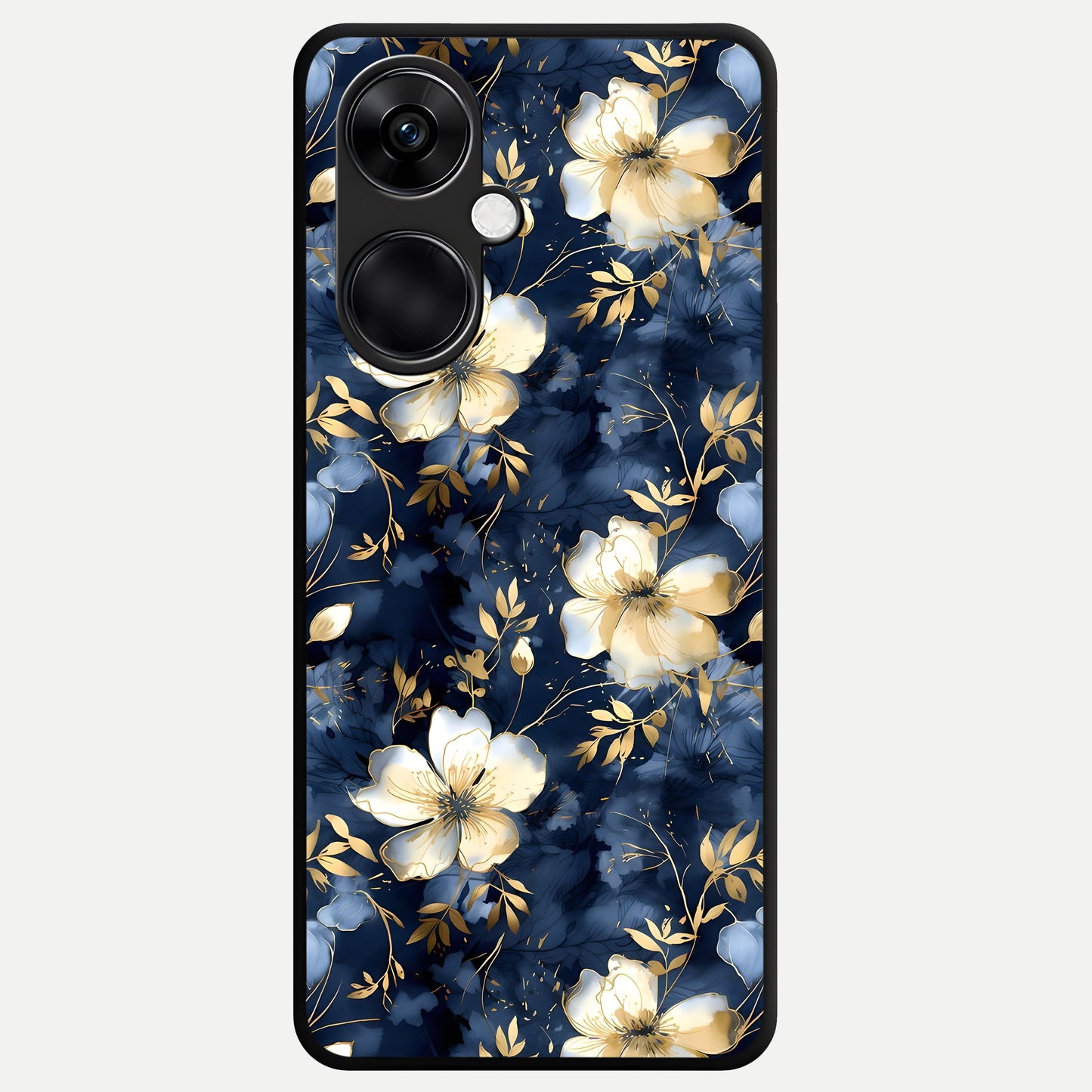  Golden Midnight Bloom Glass Case For Oneplus Nord CE3 back cover – full design glossy printed glass finish