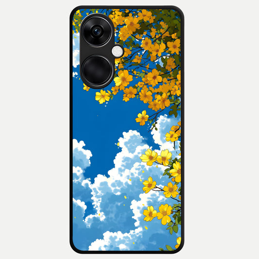  Golden Petal Sky Glass Case For Oneplus Nord CE3 back cover – full design glossy printed glass finish