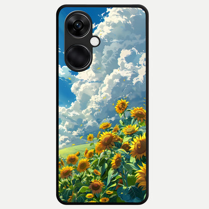  Golden Sun Glory Glass Case For Oneplus Nord CE3 back cover – full design glossy printed glass finish