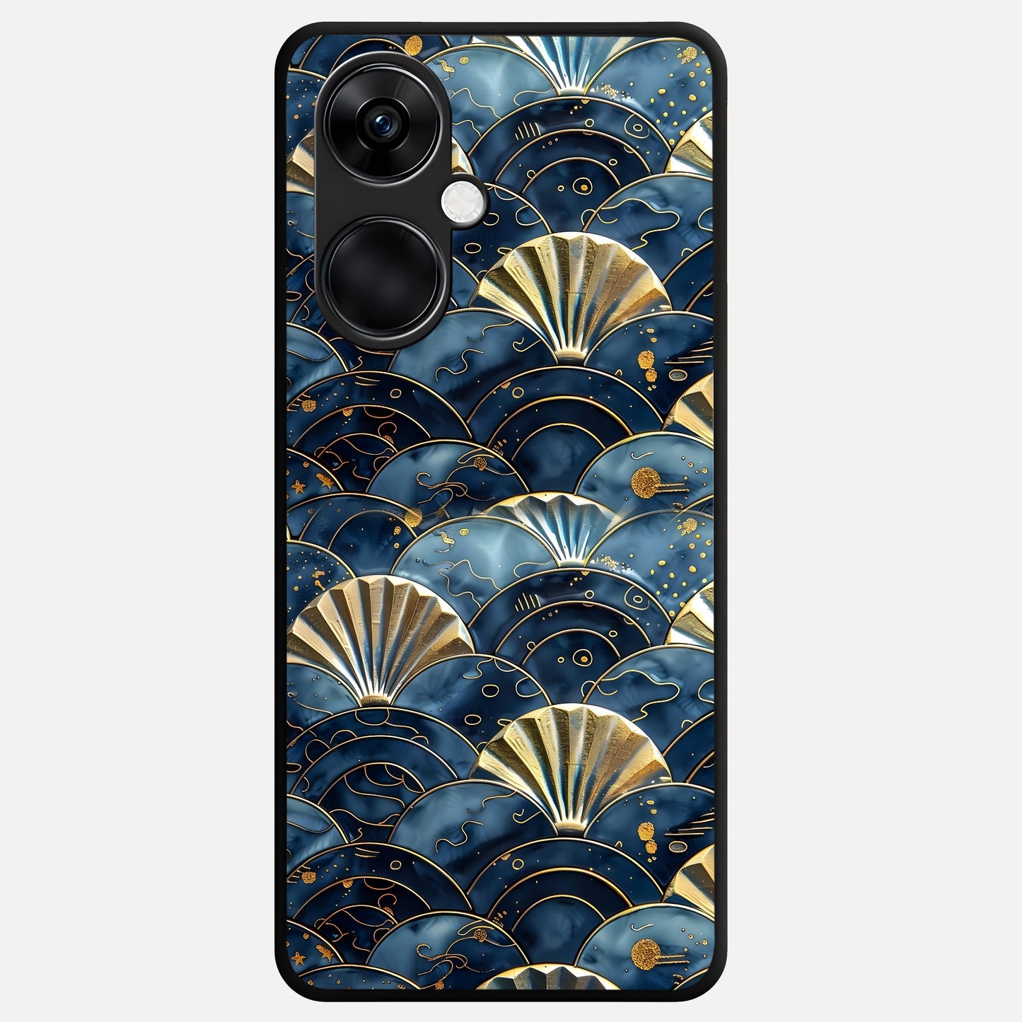  Golden Wave Luxe Glass Case For Oneplus Nord CE3 back cover – full design glossy printed glass finish