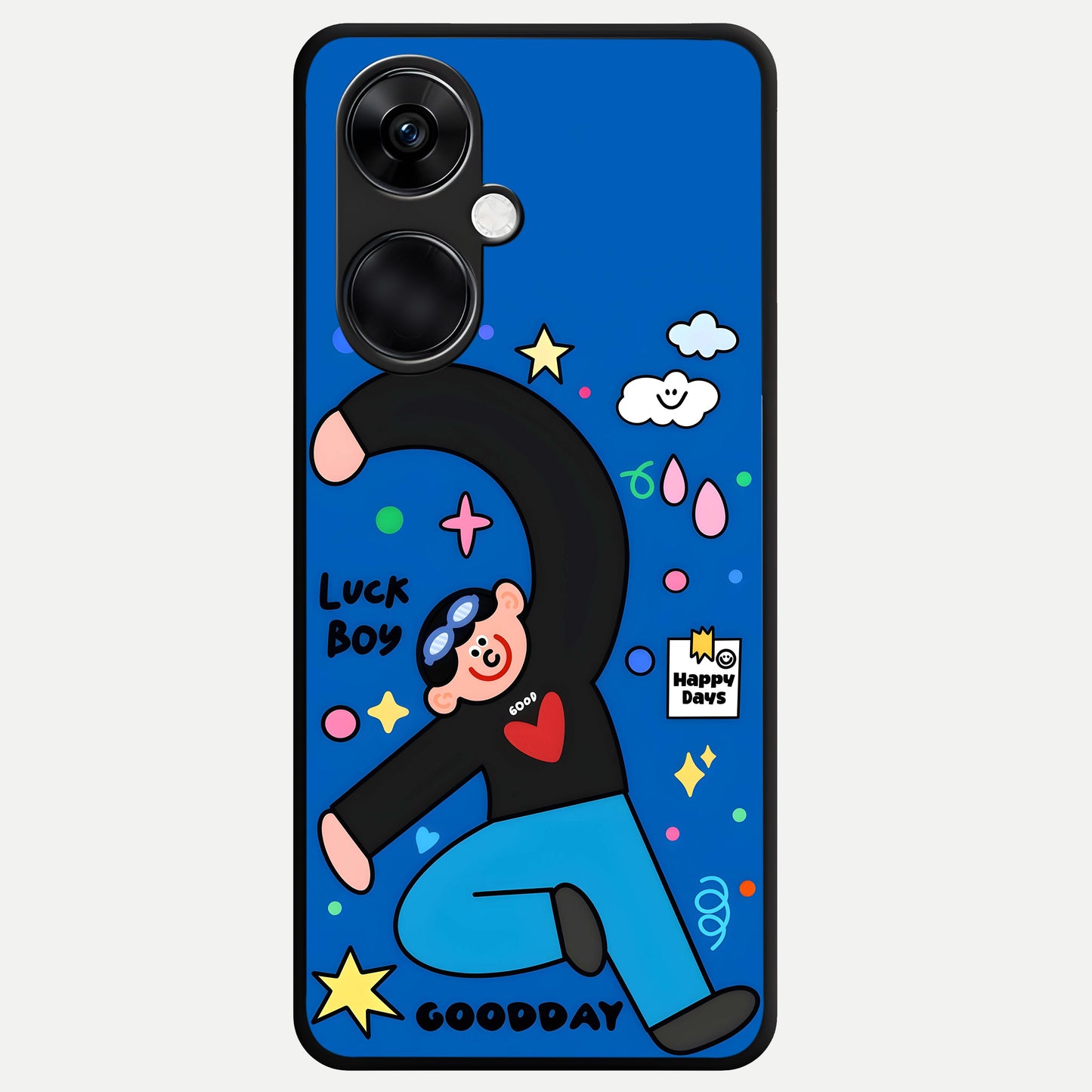  Happy Luck Vibe Glass Case For Oneplus Nord CE3 back cover – full design glossy printed glass finish