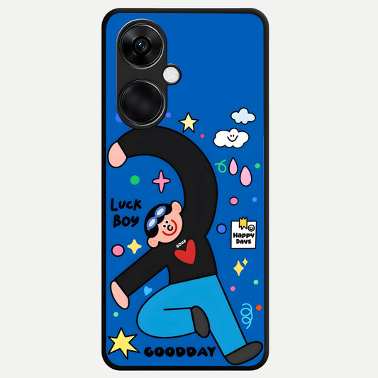  Happy Luck Vibe Glass Case For Oneplus Nord CE3 back cover – full design glossy printed glass finish