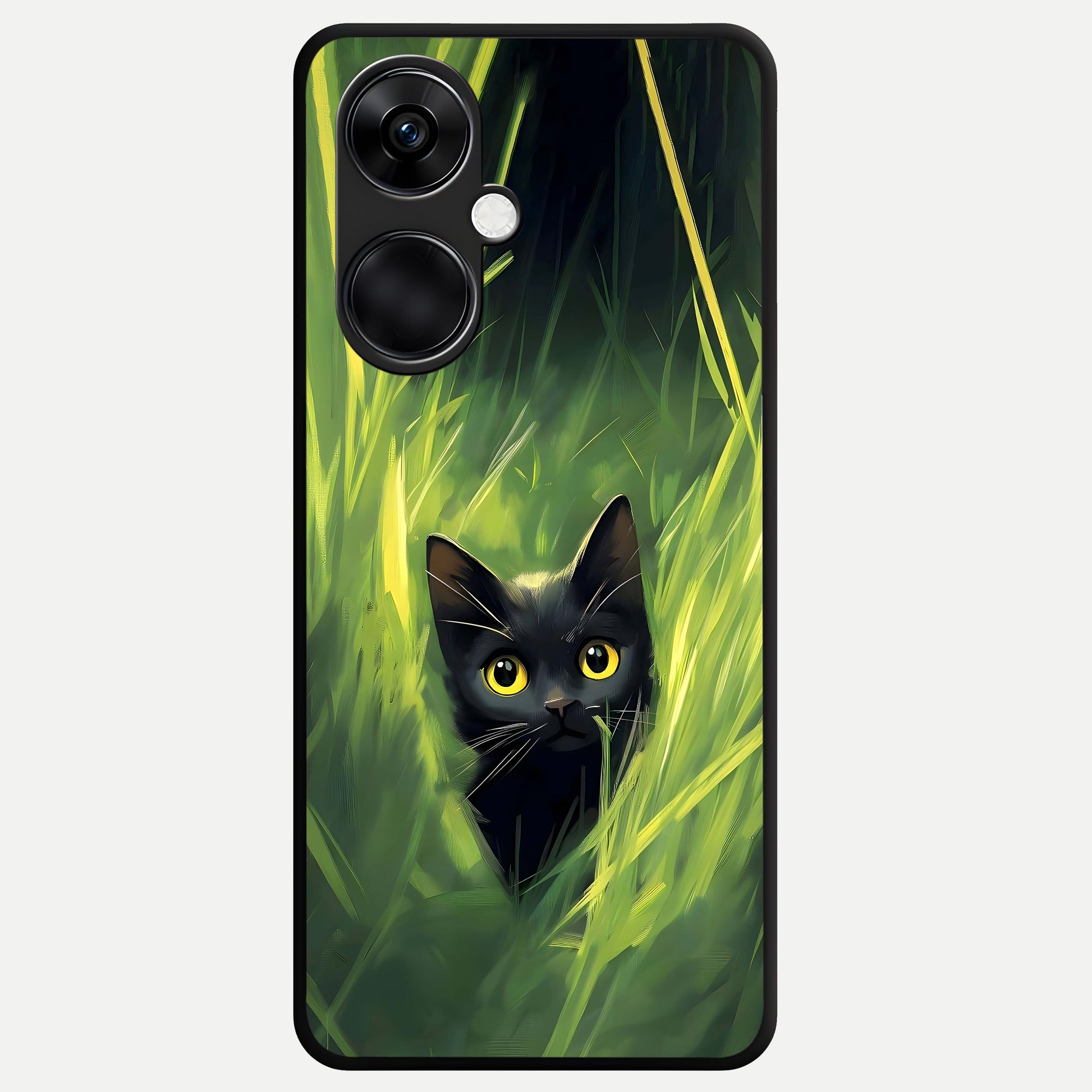  Hidden Cat Whisper Glass Case For Oneplus Nord CE3 back cover – full design glossy printed glass finish