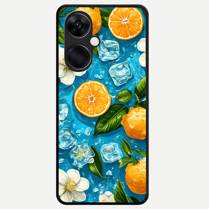  Ice Cube With Orange Glass Case For Oneplus Nord CE3 back cover – full design glossy printed glass finish