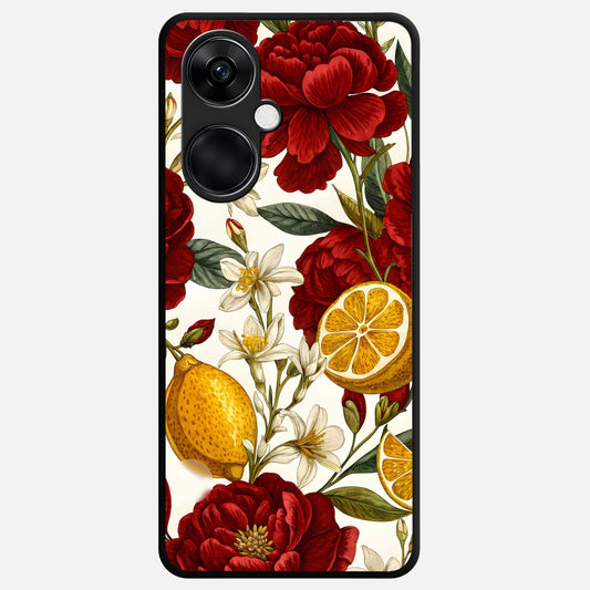  Lemon Rose Charm Glass Case For Oneplus Nord CE3 back cover – full design glossy printed glass finish