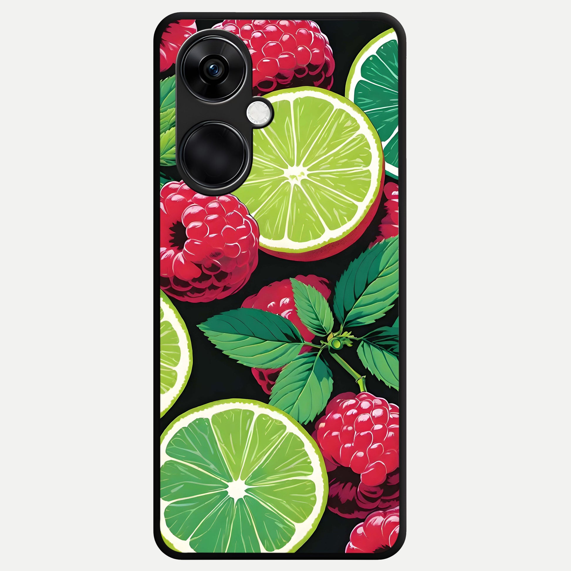  Lime and Raspberry Pattern Glass Case For Oneplus Nord CE3 back cover – full design glossy printed glass finish
