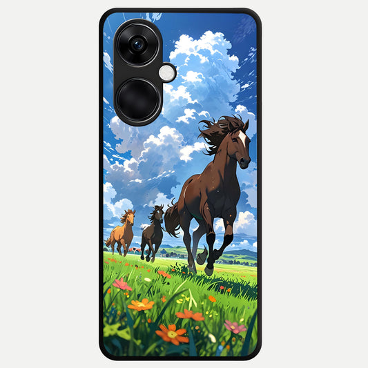  Majestic Horses Galloping Glass Case For Oneplus Nord CE3 back cover – full design glossy printed glass finish