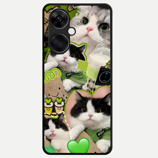  Matcha Cats Mood Glass Case For Oneplus Nord CE3 back cover – full design glossy printed glass finish