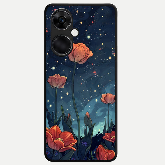  Midnight Tulip Glow Glass Case For Oneplus Nord CE3 back cover – full design glossy printed glass finish