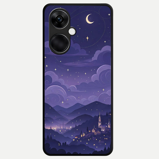  Minimal Night View Glass Case For Oneplus Nord CE3 back cover – full design glossy printed glass finish