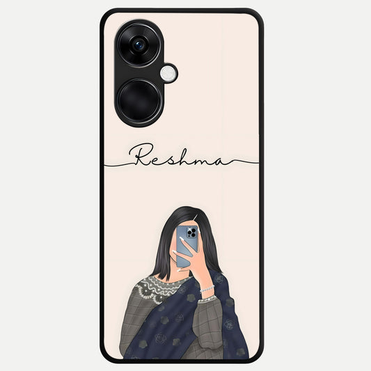  Mirror Mood Muse With Custom Name Glass Case For Oneplus Nord CE3 back cover – full design glossy printed glass finish