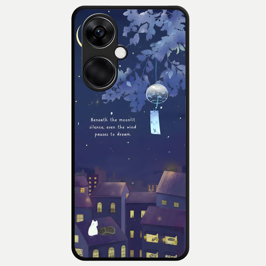  Moonlit Cat Silence Glass Case For Oneplus Nord CE3 back cover – full design glossy printed glass finish