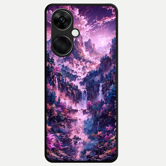  Mystic Cascade Peaks Glass Case For Oneplus Nord CE3 back cover – full design glossy printed glass finish
