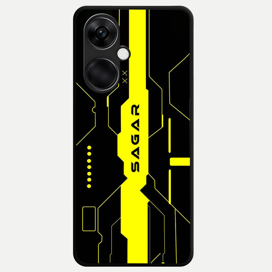  Neon CYBERPUNK Custom Name Glass Case For Oneplus Nord CE3 back cover – full design glossy printed glass finish
