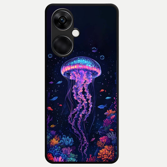  Neon Jellyfish Glass Case For Oneplus Nord CE3 back cover – full design glossy printed glass finish