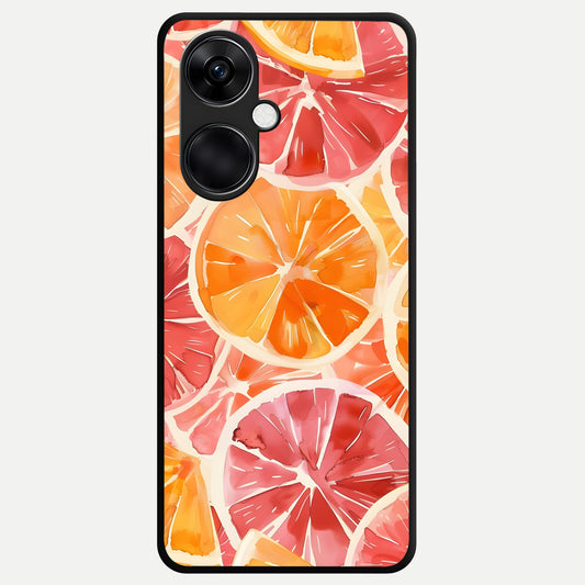  Orange Fruits Pattern Glass Case For Oneplus Nord CE3 back cover – full design glossy printed glass finish