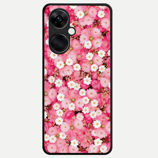  Pink Daisy Bliss Glass Case For Oneplus Nord CE3 back cover – full design glossy printed glass finish