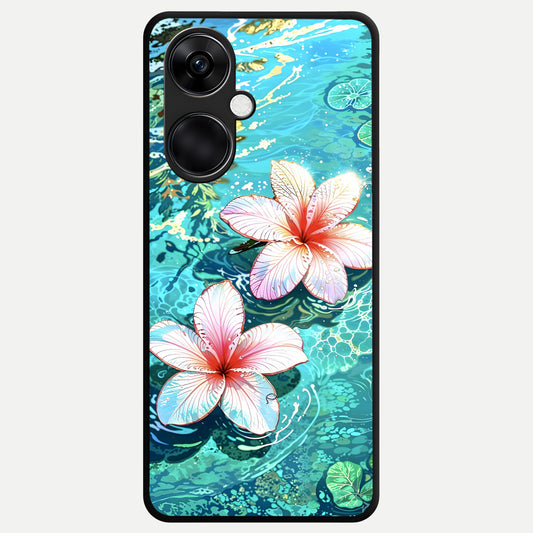  Pink Flowers in Water Glass Case For Oneplus Nord CE3 back cover – full design glossy printed glass finish