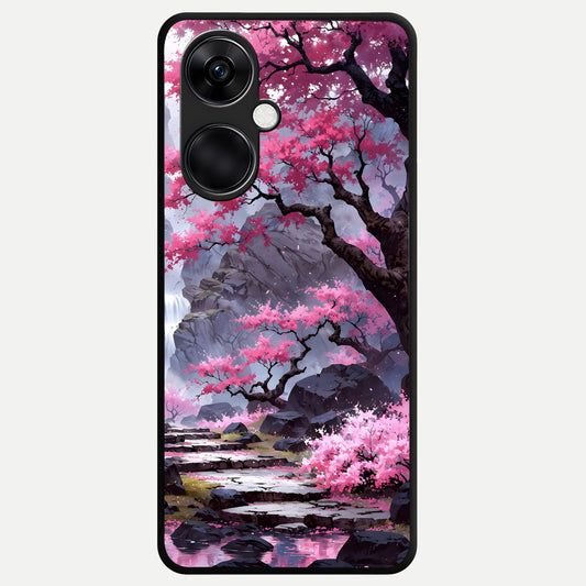  Pink Sunflower Glow Glass Case For Oneplus Nord CE3 back cover – full design glossy printed glass finish