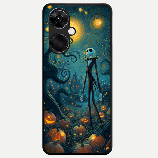 Pumpkin Moon Night Glass Case For Oneplus Nord CE3 back cover – full design glossy printed glass finish