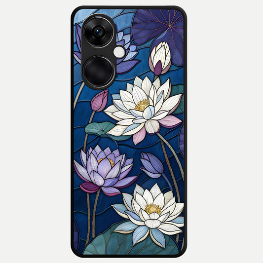  Purple Lotus Stained Glass Case For Oneplus Nord CE3 back cover – full design glossy printed glass finish