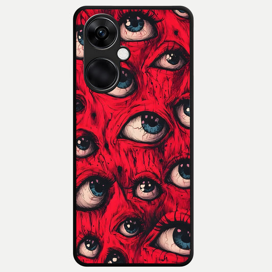  Red Eyes Pattern Glass Case For Oneplus Nord CE3 back cover – full design glossy printed glass finish