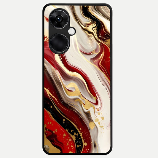  Red And White Marble Glass Case For Oneplus Nord CE3 back cover – full design glossy printed glass finish