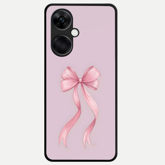  Soft Blush Bow Glass Case For Oneplus Nord CE3 back cover – full design glossy printed glass finish
