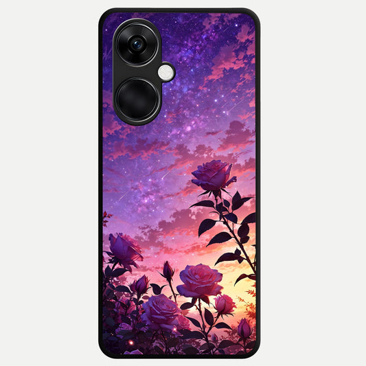  Starlit Rose Twilight Glass Case For Oneplus Nord CE3 back cover – full design glossy printed glass finish