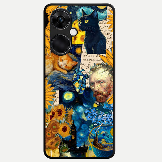  Sunflower Chic Mood Custom Name Glass Case For Oneplus Nord CE3 back cover – full design glossy printed glass finish