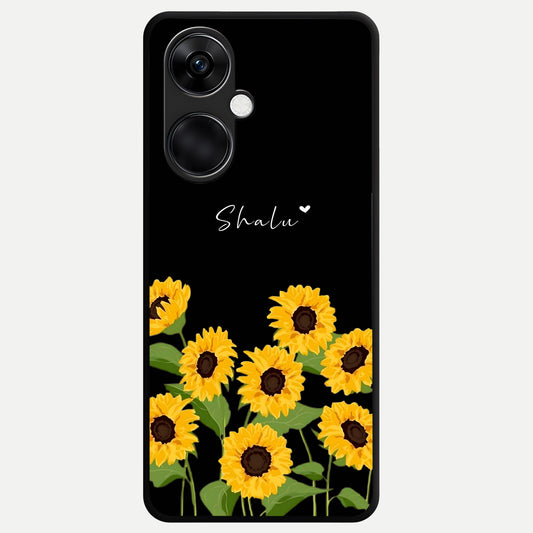  Sunflower Sky Bloom Glass Case For Oneplus Nord CE3 back cover – full design glossy printed glass finish