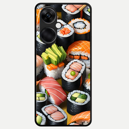  Sushi Food Pattern Glass Case For Oneplus Nord CE3 back cover – full design glossy printed glass finish