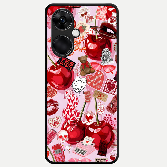  Sweet Cherry Chaos Glass Case For Oneplus Nord CE3 back cover – full design glossy printed glass finish