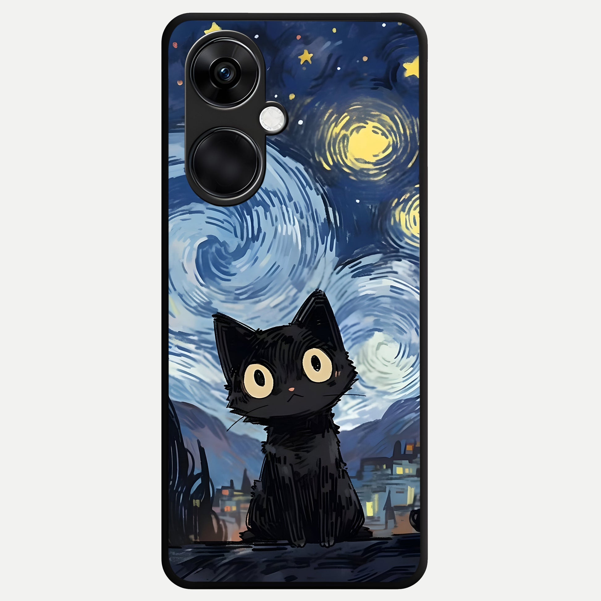  Van Gogh Cat Glass Case For Oneplus Nord CE3 back cover – full design glossy printed glass finish