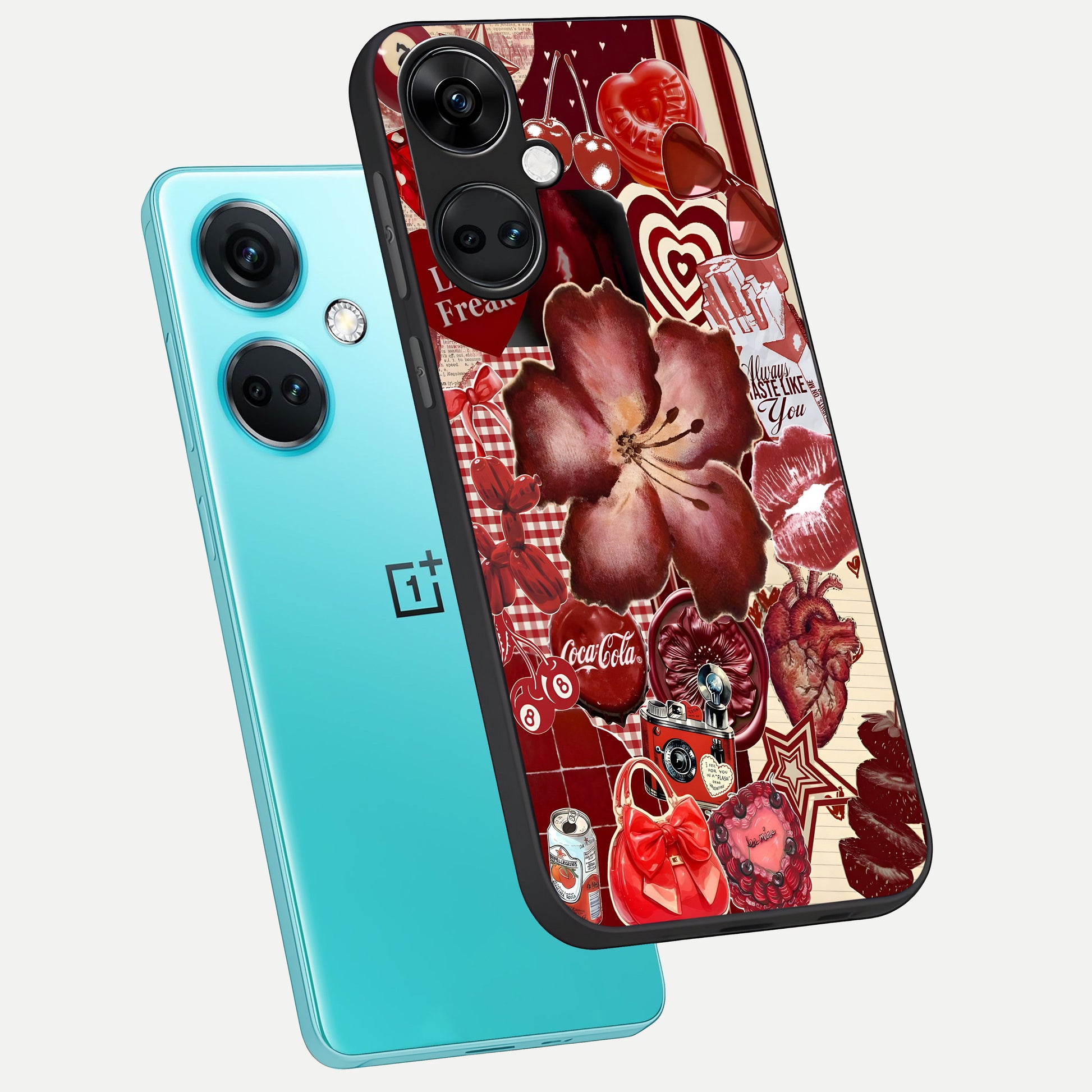  Aesthetic Little Freak phone case For Oneplus Nord CE3 showing premium glass back cover with detailed artwork