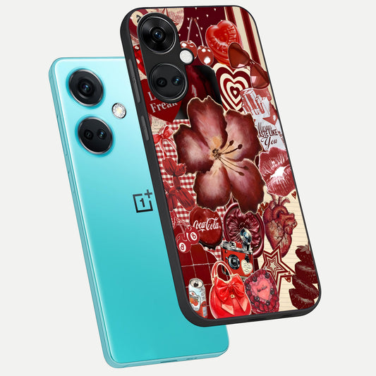  Aesthetic Little Freak phone case For Oneplus Nord CE3 showing premium glass back cover with detailed artwork