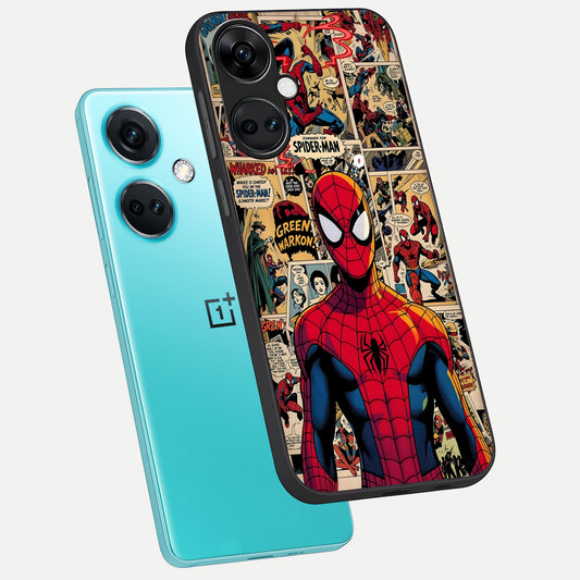  Aesthetic Spider phone case For Oneplus Nord CE3 showing premium glass back cover with detailed artwork