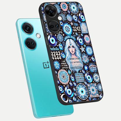  Angel Aura Shield phone case For Oneplus Nord CE3 showing premium glass back cover with detailed artwork