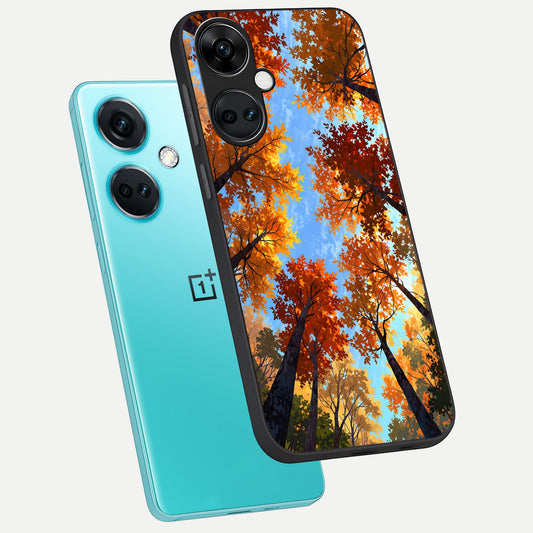  Autumn Sky Rise phone case For Oneplus Nord CE3 showing premium glass back cover with detailed artwork