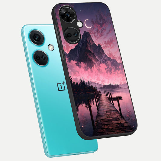  Beautiful Mountain View phone case For Oneplus Nord CE3 showing premium glass back cover with detailed artwork