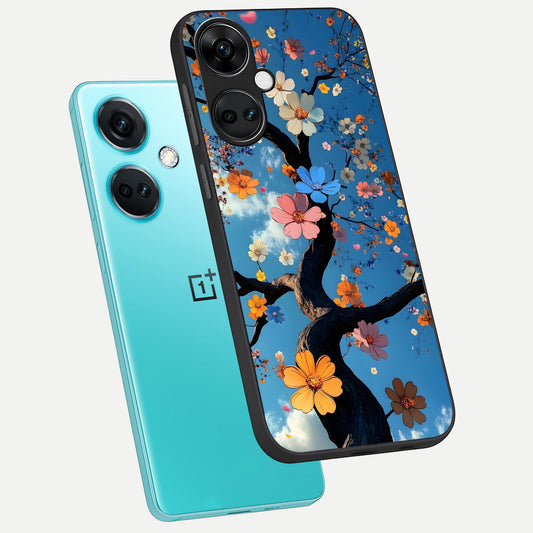  Blossom Dream Sky phone case For Oneplus Nord CE3 showing premium glass back cover with detailed artwork