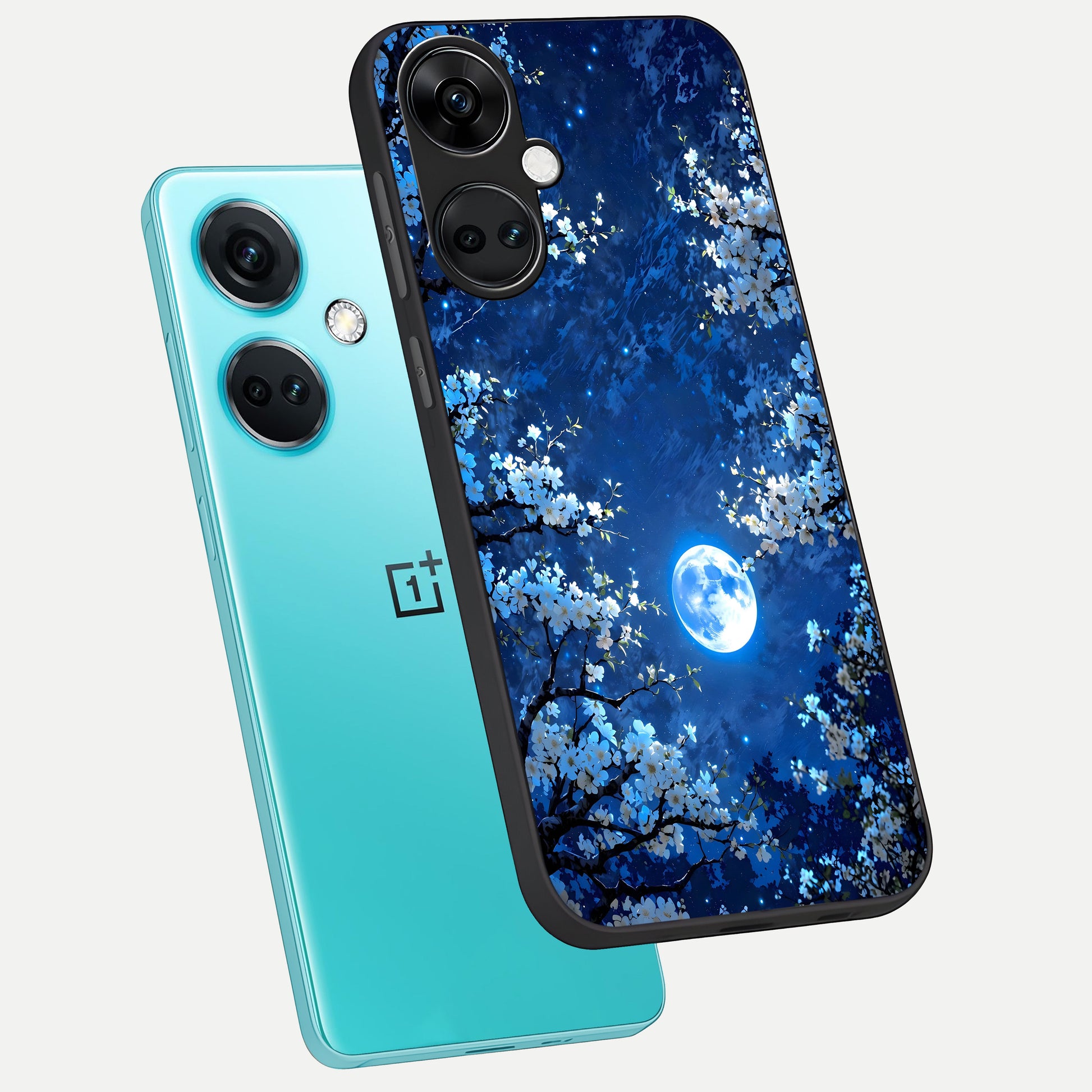  Blossom Moonlight Sky phone case For Oneplus Nord CE3 showing premium glass back cover with detailed artwork