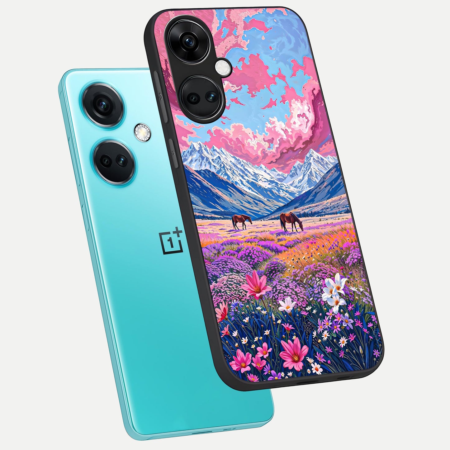  Blossom Valley Dream phone case For Oneplus Nord CE3 showing premium glass back cover with detailed artwork