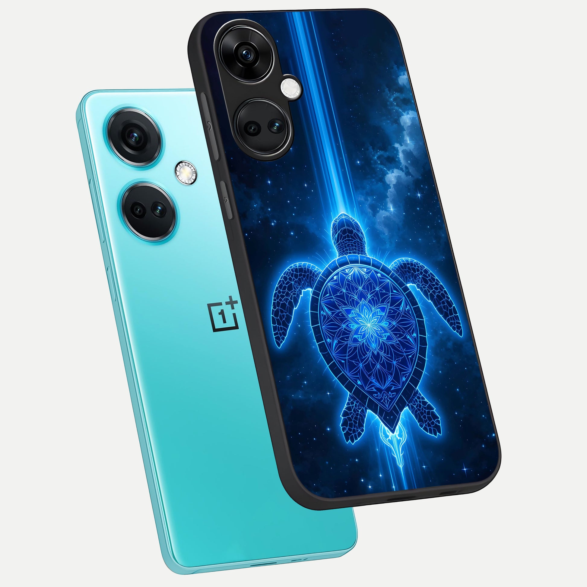  Blue Galaxy Turtle phone case For Oneplus Nord CE3 showing premium glass back cover with detailed artwork