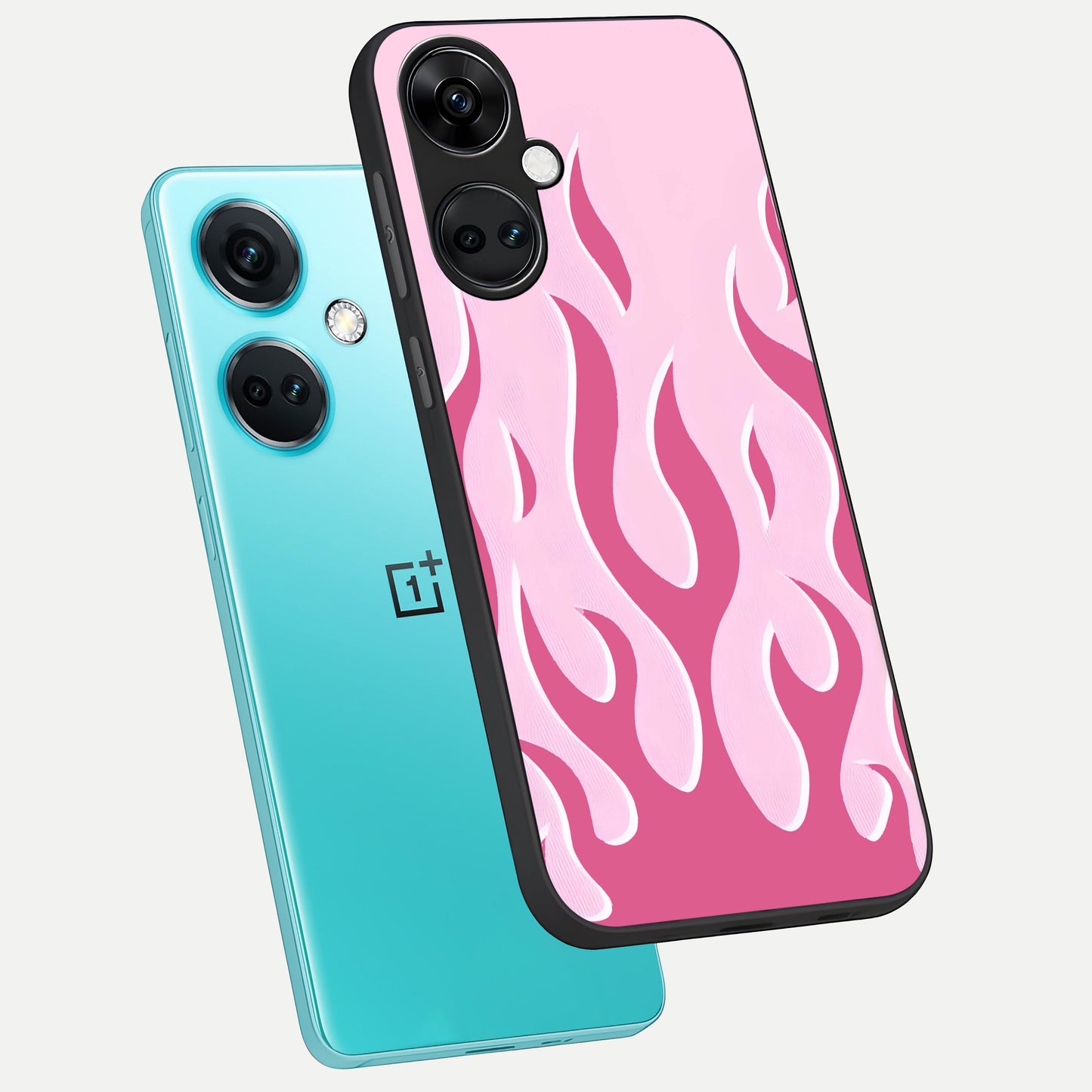  Blush Flame Energy phone case For Oneplus Nord CE3 showing premium glass back cover with detailed artwork