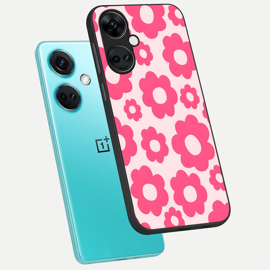  Blush Flower Pop phone case For Oneplus Nord CE3 showing premium glass back cover with detailed artwork