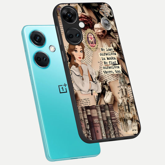  Bookish Dream World phone case For Oneplus Nord CE3 showing premium glass back cover with detailed artwork