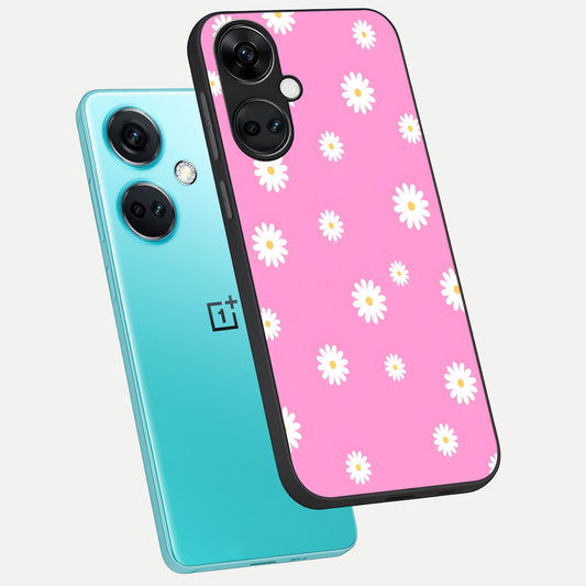  Bubblegum Daisy Pop phone case For Oneplus Nord CE3 showing premium glass back cover with detailed artwork