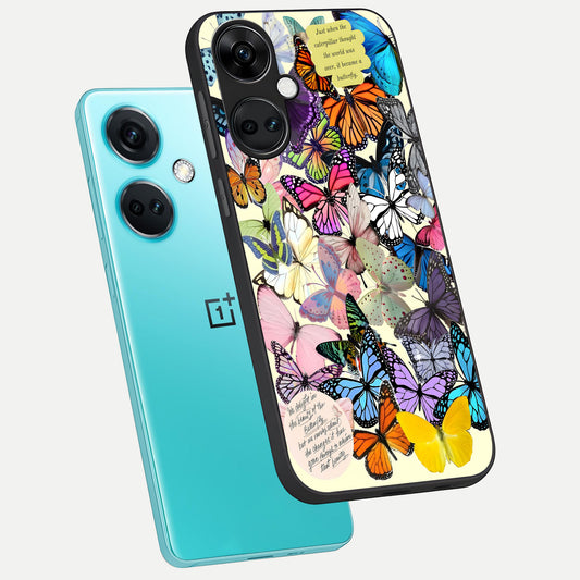  Butterflies Petal Dream phone case For Oneplus Nord CE3 showing premium glass back cover with detailed artwork